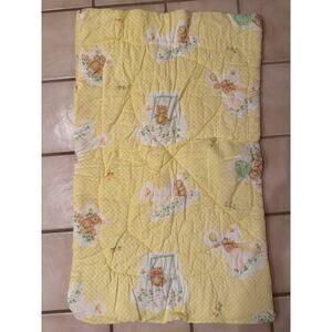 Vintage Daekor Fabric Bear Baby Blanket Yellow  31x20 Handmade Zipper sleep Bag